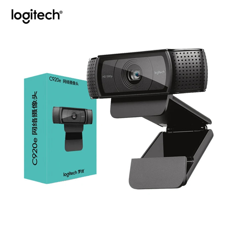 Câmera Web Logitech C920e HD Pro Widescreen para Gravação de Vídeo e Chat em 1080p USB Inteligente para Computador, Versão de Atualização C920 com Sensor CMOS.